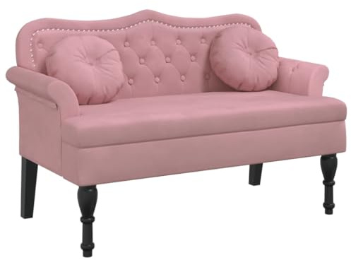vidaXL Sitzbank mit Kissen Rosa 120,5x65x75 cm Samt