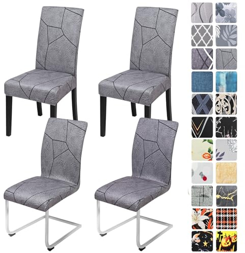 Alishomtll Stretch Stuhlhussen 4er Set Stuhlbezug Schwingstühle Grau Marmor | Elastische Stuhlhussen Schwingstuhl Stuhlbezug Universal hussen für stühle Waschbare Esszimmerstühle Bezug Küche Hochzeit