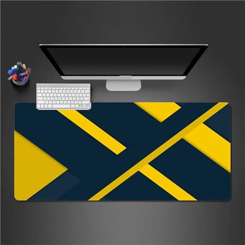 Gaming Mauspad XXL Schwarz Gelb Großes Mauspad Schreibtischauflage mit Vernähte Kanten Einer speziellen Oberfläche verbessert Geschwindigkeit und Präzision 700x300x3mm