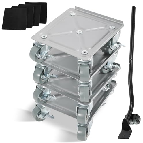 Jiubiaz Möbelroller Set |möbelroller transportroller Max 600KG,Innovative Möbelheber 5 Räder,möbelrollen Stabiler mit Bremse,möbeltransportroller aus 100% Stahl,Transportrollen (4 Stück)