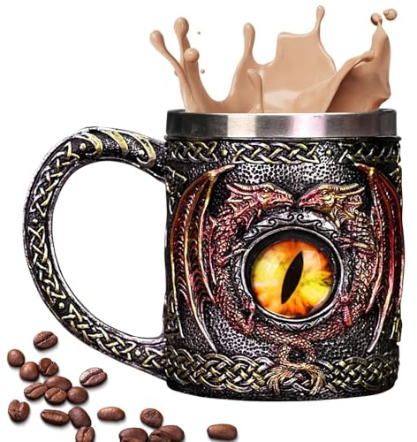 Générique Tasse de chope, tasse de bière Dragon,Tankard de bière médiévale - Dungeons Dragon's Eye Beer Tankard, tasses pour hommes nordiques et celtiques pour hommes amateurs de dragons collector