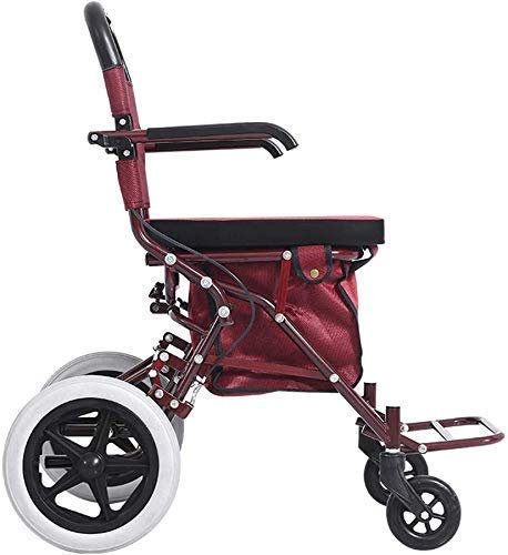 CAFIEDR Faltbarer Rollator, Junior-Rollator mit Sitz, Gehhilfen mit 4 Rädern, Gehgestell für Senioren zum Gehen,Rot