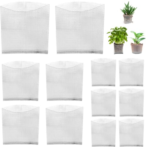 QWORK® 12 Stück Edelstahl Pflanzkorb, Wühlmausgitter, Metallnetzbeutel für Pflanzen Wurzelschutz, für Bäumen, Blumen und Gemüse