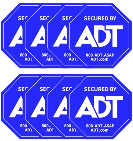 ADT Stickers Double-Sided,ADT Security Signs HD Printed Waterproof Material Window Sticker Decals - 8 Pack (Blue)
