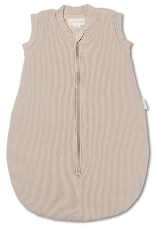 Hofbrucker®Babyschlafsack Maja | Rund 2.5 TOG | Bio-Baumwolle | Ganzjahres Schlafsack mit Wollwattierung | Schlafsack Herbst, Winter & Frühjahr Schlafsack Baby (Taupe, 50/56)