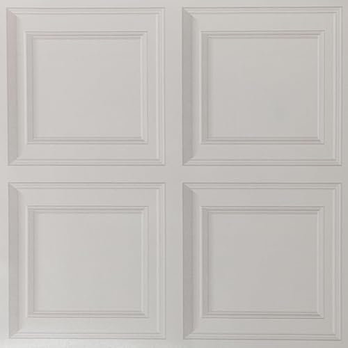 Beswitory 3D Effect Wood Panelling Lattice Contour Wallpaper - Retro Panel Effect Tartan Design for Adults Kids Bedroom Living Room Hallway Stairs Lounge - Cream