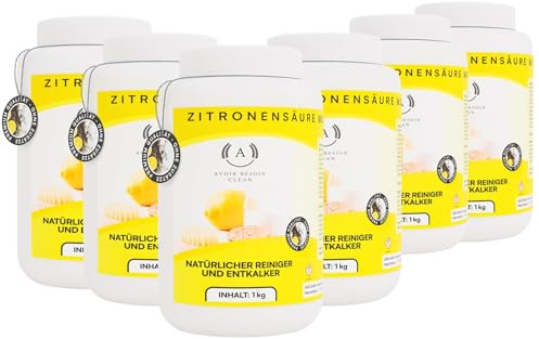 Polvere di acido citrico 6 x 1 kg monoidrato | Detergente naturale per la casa | Detergente in polvere ecologico per la pulizia E330 puro
