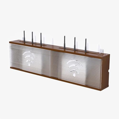 Solid Wood Wifi Router Storage Box Pull-out Closure Design Acrylic Panel Wave Pattern Design Wall Mount Cable Management Box for Set-top Box, Power Strip(Brown,40 * 10 * 20cm)