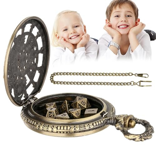 Tärningar fickur, tärningar fickur - tärningar fickur tärningar bärbar underhållning tärningar | Polyhedral tärningsset för brädspel, vintage metalltärningar, små tärningar
