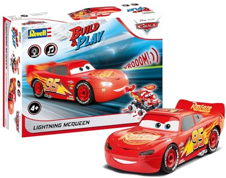 Revell 06562 Build & Play: Blixten McQueen Disney-bilar – med autentiska lampor & ljud – 1:20 skala unbyggd skala obyggd förfärgad leksak – 19 delar – från 4 år