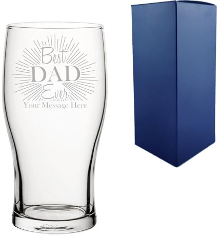 Personalised Engraved Tulip Pint Beer Glass with Best Dads Ever Design & Gift Box | Birthday Gifts for Dads, Fathers Day Present, Gifts for Men