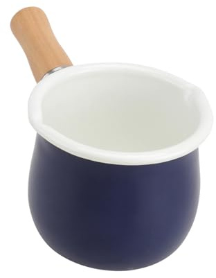 CIYODO Casserole à Lait Émaillée 10 Cm Poignée en Bois, Mini Marmite Antiadhésive, Compatible Plaques Induction, Chauffage Beurre et Café, Ustensile la Cuisine Couleur Aléatoire