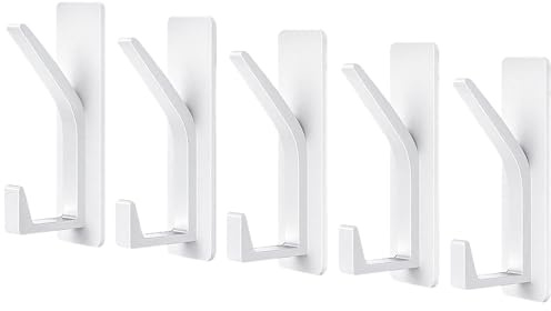 Vlecexs Gancio Appendiabiti, 5 Pezzi Appendiabiti Adesivo Appendini Adesivi Ganci Adesivi Bagno, Ganci Appendi Autoadesivi Senza Forare per Cappelli Zaini Vestiti (Bianco)