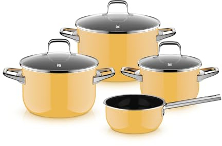 WMF Fusiontec Essential Pro, 4-teiliges Topf-Set, langlebiges, kratzfestes Material, Topfset Induktion, für alle Herdarten geeignet, Made in Germany, Mango Yellow, 0521455290