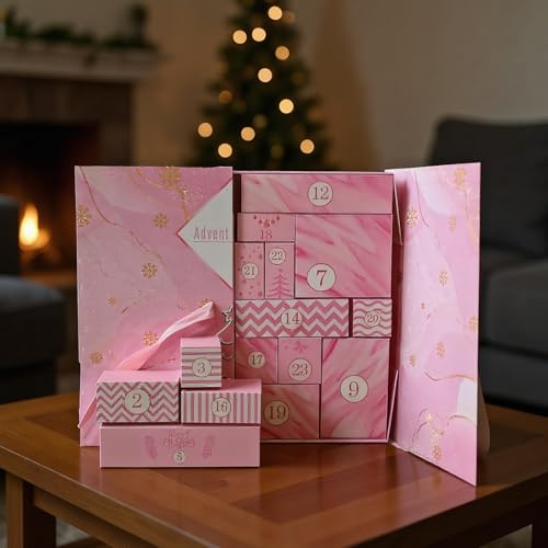 Fillable Countdown Calendar, 24 Day Boxes To Fill, Empty Advent Calendars Boxes, Countdown Gift Box, Festive Empty Organizer Container For Kids