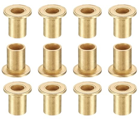sourcing map 12Pcs Flange Sleeve Bearings, 6mm Bore x 8mm OD x 12mm Length, Self-Lubricating Sintered Bronze Bushings