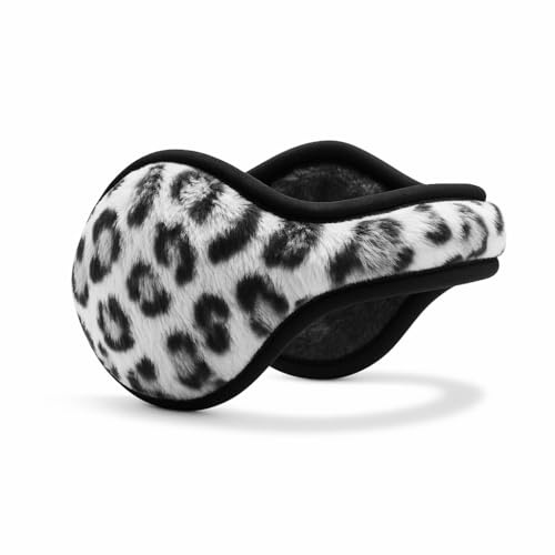 180s Women's Lush Soft Fleece Behind the Head Ear Warmers (One Size, Snow Leopard)