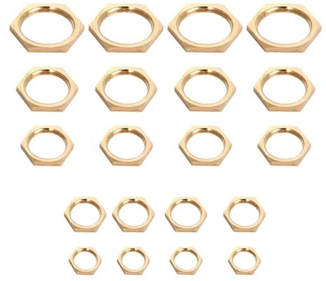 Assorted Size Brass Hexagon Nut 20Pcs 3/4 3/8 1/4 1/8 Inch Sturdy Fasteners For Plumbing Repairs Systems Pipe Fitting Hardware