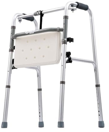 Klappbarer Gehwagen, Rollator, Leichtgewichtige Gehhilfen for Senioren und Erwachsene, Höhenverstellbar, Silber, Mobiler Booster