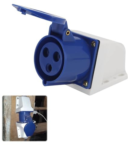 32Amp Socket,3Pin 2P+E 240V Waterproof IP44 Plug Connector adapter,Wall Socket,Outdoor Outlet for Workshop,Garage,Construction Site