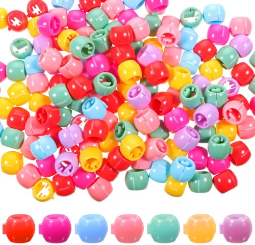 DOPENSPI Lot de 150 perles de cheveux multicolores à clipser, mini perles rondes, pinces à cheveux, pinces à cheveux, en plastique, pour cheveux pour queue de cheval