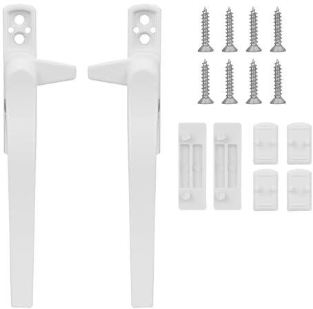 2 Pcs Window Handles For UPVC Windows, Universal Window Handle Replacement Double Glazing Window Handles Zinc Alloy Left And Right Hand White For Sliding Doors Childproof Casement Locking Handle