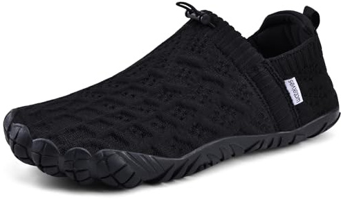 WateLves Barefoot Water Shoes Women Men Beach Breathable Walking Shoes Anti Slip Wide Toe Minimalist Zero Drop Sneakers for Travel Hiking Yoga(Black,43)