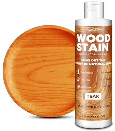 Tinte Para Madera 250ml Teca, Barniz para Madera a Base de Agua, para Muebles Interior Exterior, Armarios, Gabinetes, Estantes y Puertas, Secado Rápido, Bajo Olor y No Tóxico