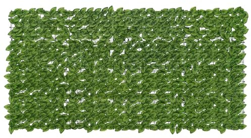vidaXL Balkonsichtschutz mit Blättern Grün und Gelb 200 x 100 cm, Künstliches Efeu für Sichtschutz, moderne Balkon-Deko, pflegeleicht, wetterfest, Gartenteilung, Outdoorschutz