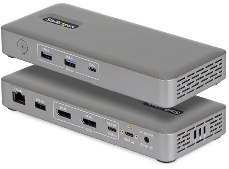 StarTech Dock USB4 Universale Doppio 4K 144Hz o 8K 60Hz DisplayPort, 100W | Uscita singola 8K a 60Hz o doppia 4K a 144Hz, Ideale per multi monitor, Power Delivery