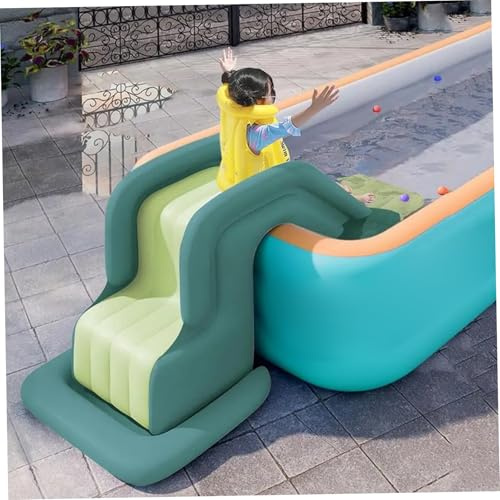 Uanqfegy Aufblasbare Wasserrutsche – 78, 7 x 31, 5 x 33, 5 Zoll große PVC-Rutsche mit Luftpumpe, für den Außenbereich, grün