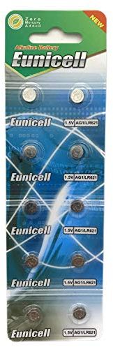 10 x AG1 Eunicell Alkaline Button Cell Batteries in Separated Blister Packaging - G1 LR60 LR621 SR621W 364
