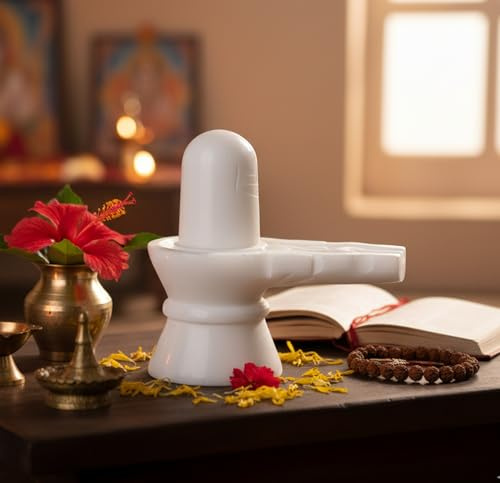 StonKraft Marmor Shiva Lingam/Shiv ling Idol Idol Statue (weißer Shiva)