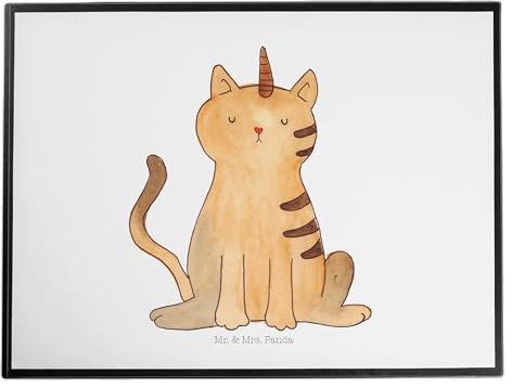 Mr. & Mrs. Panda Schreibunterlage Einhorn Katze - Geschenk, schreibtischunterlage, Regenbogen, Mieze, tischschutz, malunterlage, Glitzer, schreibtischunterlagen, Schreibtischauflage, Unicorn