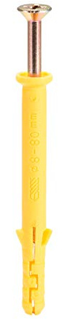 sourcing map Tubo di espansione in plastica per cartongesso con viti, 8 mm x 80 mm, giallo, 15 pezzi