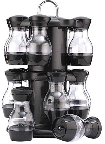 Tubayia Rotating Spice Carousel with Spice Jars, Rotating Spice Rack, Kitchen Spice Rack (Towing Layer 16 Jars)