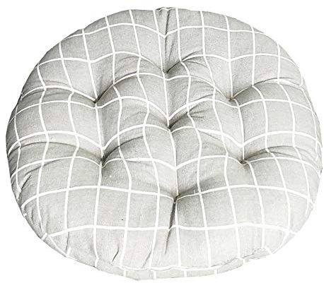 Morbuy Cuscini per Sedia Forma Rotonda, 100% Cotone Spessa Comoda Seduta Traspirante Cuscino per Pavimento per Interno ed Esterno mobili e Arredamento da Giardino (50 * 50,Griglia Grigia)