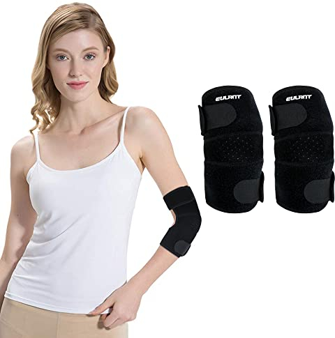 ONTYZZ Ellenbogenschoner Unisex Elastisch Ellenbogenstütze Atmungsaktiv Tennis Ellenbogenbandage Badminton Armstütze Einstellbar Ellenbogenstütze 1 Paar