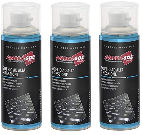 Bomboletta Soffio ad alta pressione spray, capacità 400 ml, aria compressa a spray per pulire efficacemente sporco e polvere da tastiera, computer, con Cannuccia in dotazione Varie Quantità (3)
