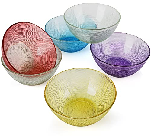FRESHLY CONTAINED Pack de 6 Cuencos Cocina para Prepapar Alimentos/Mezclar Libre de BPA - 11,3 cm Bol Ensalada, Postres - Cuencos Desayuno Translúcidos y Coloridos