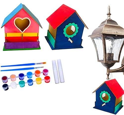 Idezek Hängendes Vogelhaus - Basteln Sie hängende Ornamente Birdhouse Toys,2 Set Frühe Lernspielzeuge Geschenke für Kinder Jungen und Mädchen zu Weihnachten und Geburtstag