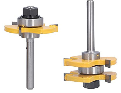 Lot de 2 Mèches de Toupie en Forme de T, 4,8 Cm de Diamètre, Mèches de Toupie à Pointe en Acier à Grande Vitesse, Languette et Rainure de la Tige, Couteau de Planche D'orthographe pour Bricolage, Menu