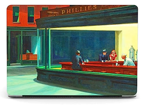 Berkin Arts Compatible con MacBook Pro 13 Pulgada Funda Carcasa, 2022, 2021, 2020-2018 A1708 con Cubierta de Teclado & Protector de Pantalla Pintura de Escena Americana (Edward Hopper - Nighthawks)