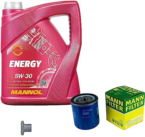 EISENFELS Filter Set Inspektionspaket erstellt mit 5 L Motoröl MANNOL Energy 5W-30, MANN-FILTER Ölfilter, Verschlussschraube