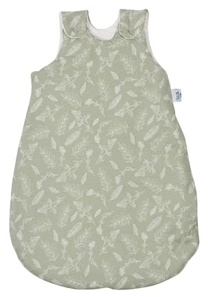 pic Bear Premium Babyschlafsack aus Jersey-Baumwolle – Atmungsaktiv, Mitwachsend und für Ganzjahres-Nutzung mit verstellbaren Größen (Forest Leaves, 62/68)