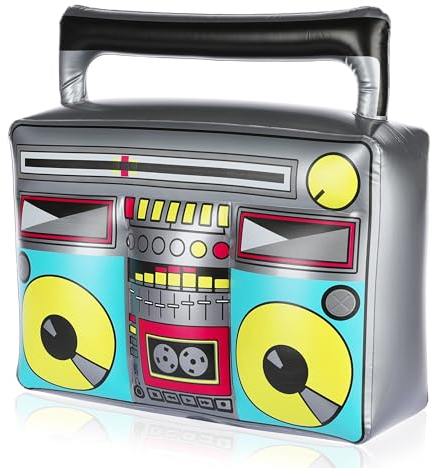 FunX Ghetto Blaster Gonflable - Boom Box rétro - Disco Accessoire pour Carnaval, fêtes et dégusiement- Années 80 et 90 - Assi, Tenue Hip hop - Ensemble Grand
