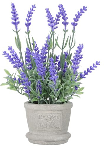 PartyKindom Künstlicher Lavendel Im Topf 22 cm Hohe Deko Pflanze Für Wohnzimmer Büro Schlafzimmer Fensterbank Realistische Kunstblume Zur Innen- Und Außendekoration