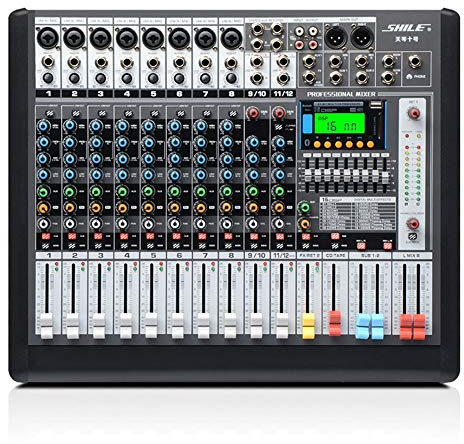 DJ Mixer 12-Channel Power Mixer With Bluetooth Equipment Conference Pre-level Digital Effects Support USB/SD Card Suitable For Companies Homes Compact Mixing Console