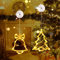Qedertek Luces de Navidad - Cortina Luces con a Pilas, 10 LED Luces de Ventana, Temporizador, Blanco Calido, Decoración para Interior Exterior Navidad Fiesta (Árbol y Campana)
