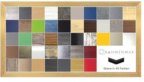RahmenMax Skane Puzzlerahmen Bilderrahmen Posterrahmen 33 x 98 cm Gold Optik Glanz Passgenau Handgefertigt inklusive klarer Acryl Verglasung